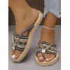 Bohemian Flip Flops Zig Zag Scalloped Rhinestone Woven Beach Slippers - Noir EU 43