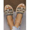 Bohemian Flip Flops Zig Zag Scalloped Rhinestone Woven Beach Slippers - Noir EU 43