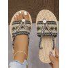 Bohemian Flip Flops Zig Zag Scalloped Rhinestone Woven Beach Slippers - Noir EU 43