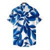 Men's Casual Shirt Minimalist Abstract Leaf Print Button Up Shirt - INDIGO COLOR 5XL
