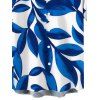 Men's Casual Shirt Minimalist Abstract Leaf Print Button Up Shirt - INDIGO COLOR 5XL