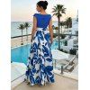 Casual Dress Colorblock Abstract Leaf Print Foldover Dress - INDIGO COLOR XXL | US 14