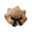 Beach Straw Hat Bowknot Colorblock UV Protection Outdoor Hat - Blanc 