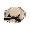 Beach Straw Hat Bowknot Colorblock UV Protection Outdoor Hat - Brun 