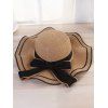 Beach Straw Hat Bowknot Colorblock UV Protection Outdoor Hat - Blanc 