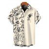 Men's Hawaii Vacation Shirt Graffiti Leaf Rose Star Print Button Up Shirt - Jaune clair 5XL