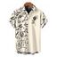 Men's Hawaii Vacation Shirt Graffiti Leaf Rose Star Print Button Up Shirt - Jaune clair 5XL