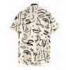 Men's Hawaii Vacation Shirt Graffiti Leaf Rose Star Print Button Up Shirt - Jaune clair 5XL
