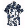 Men's Hawaiian Vacation Shirt Retro Sun Palm Tree Print Button Up Shirt - Blanc 5XL