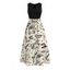 Hawaii Vacation Dress Graffiti Leaf Rose Star Print V Notched Belt Dress - Noir XXL | US 14
