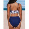Hawaiian Swimsuit Vintage Bird Floral Print Twist Bra and High Waisted Bottom Swimwear Set - Bleu profond XL | US 10