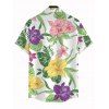 Men's Hawaiian Shirt Vibrant Iris Lily Colorful Floral Print Button Up Shirt - Blanc 5XL