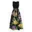 Hawaiian Dress Vibrant Iris Lily Colorful Floral Print V Notched Belt Dress - Noir XXL | US 14