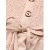 Casual Romper Solid Color Ruffle Cinched Mock Button Off the Shoulder Romper - café lumière XL | US 10