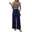Vacation Wide Leg Jumpsuit Striped Print Pocket Off the Shoulder Jumpsuit - Bleu de Minuit XL | US 10