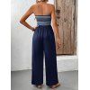 Vacation Wide Leg Jumpsuit Striped Print Pocket Off the Shoulder Jumpsuit - Bleu de Minuit XL | US 10