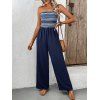 Vacation Wide Leg Jumpsuit Striped Print Pocket Off the Shoulder Jumpsuit - Bleu de Minuit XL | US 10