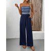 Vacation Wide Leg Jumpsuit Striped Print Pocket Off the Shoulder Jumpsuit - Bleu de Minuit XL | US 10