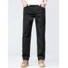 Men's Casual Pants Solid Color Pocket Zip Fly Straight Long Pants - Noir 5XL