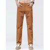 Men's Casual Pants Solid Color Pocket Zip Fly Straight Long Pants - Rouge brique 5XL