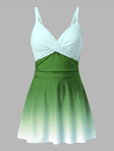 Maillot de bain une pièce de plage à imprimé ombré croisé froncé