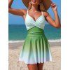 Maillot de bain une pièce de plage à imprimé ombré croisé froncé - Vert clair M | US 6