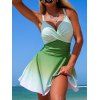 Maillot de bain une pièce de plage à imprimé ombré croisé froncé - Vert clair M | US 6