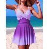 Maillot de bain une pièce de plage à imprimé ombré croisé froncé - Pourpre XL | US 10