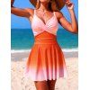 Maillot de bain une pièce de plage à imprimé ombré croisé froncé - Orange M | US 6