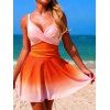 Maillot de bain une pièce de plage à imprimé ombré croisé froncé - Orange L | US 8
