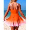 Maillot de bain une pièce de plage à imprimé ombré croisé froncé - Orange XL | US 10