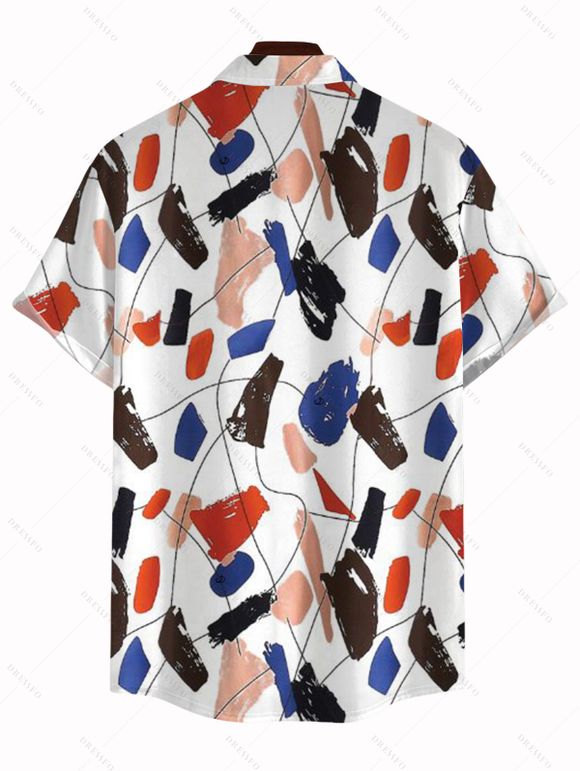 Men's Vacation Shirt Abstract Art Graffiti Color Block Print Button Up Shirt - Blanc 5XL