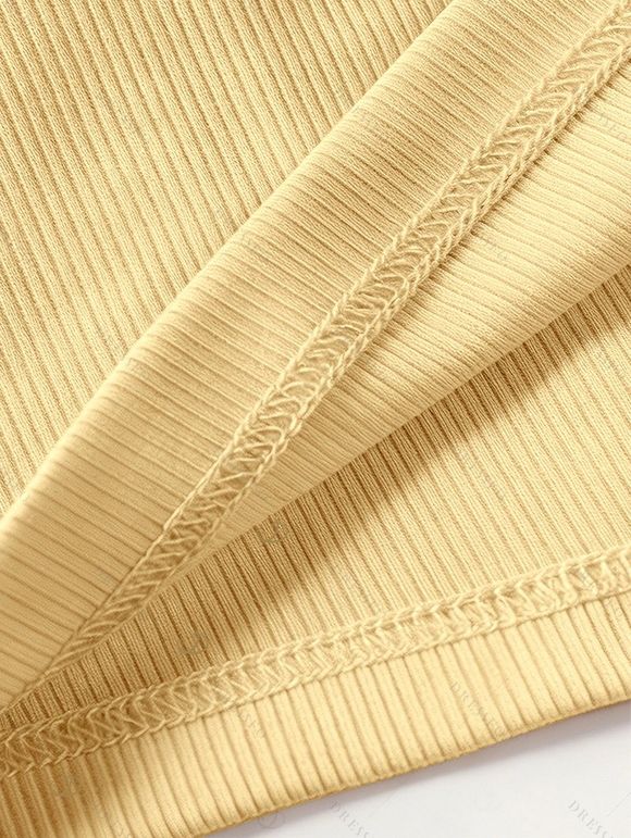 Textured Solid Color Tank Top Padded Sleeveless Cropped Top - Jaune XL | US 12