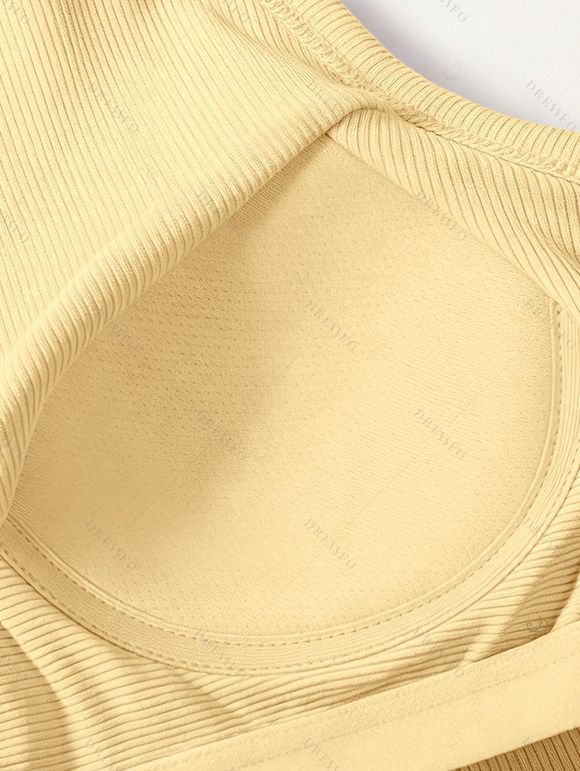 Textured Solid Color Tank Top Padded Sleeveless Cropped Top - Jaune XL | US 12