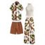 Vacation Couple Outfit Tassel Tank Top Tropical Leaf Print Belt Pants and Shirt Shorts Set - Blanc S | US 4