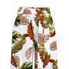 Vacation Couple Outfit Tassel Tank Top Tropical Leaf Print Belt Pants and Shirt Shorts Set - Blanc S | US 4