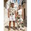 Vacation Couple Outfit Skew Neck Ruched Tank Top Tropical Floral Leaf Print Belt Pants and Shirt Shorts Set - Vert S | US 4