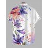 Hawaii Vacation Couple Outfit  Lily Iris Floral Print Lace Hollow Out Slit Dress and Shirt Set - Blanc S | US 4