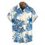 Men's Vacation Shirt Tropical Plant Leaf Print Button Up Shirt - Bleu 5XL