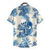 Men's Vacation Shirt Tropical Plant Leaf Print Button Up Shirt - Bleu 5XL