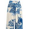 Vacation Pants Tropical Plant Leaf Print Wide Leg Belt Pants - Bleu XXXXXL | US 20