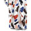 Men's Vacation Shirt Abstract Art Graffiti Color Block Print Button Up Shirt - Blanc 5XL