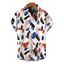Men's Vacation Shirt Abstract Art Graffiti Color Block Print Button Up Shirt - Blanc 5XL