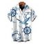 Men's Vintage Vacation Shirt Nautical Style Ship Wheel Seagull Print Button Up Shirt - Blanc 5XL