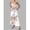 Vacation Dress Lily Floral Bud Print Pocket Spaghetti Strap Long Dress - Blanc XXXXXL | US 20