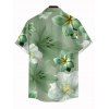 Men's Vacation Hawaii Shirt Bicolor Hibiscus Lily Floral Print Button Up Shirt - Vert clair 5XL
