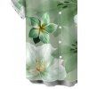 Men's Vacation Hawaii Shirt Bicolor Hibiscus Lily Floral Print Button Up Shirt - Vert clair 5XL