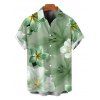 Men's Vacation Hawaii Shirt Bicolor Hibiscus Lily Floral Print Button Up Shirt - Vert clair 5XL