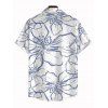 Men's Hawaii Vacation Shirt Outline Sketch Hibiscus Floral Print Button Up Shirt - Blanc 5XL
