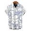 Men's Hawaii Vacation Shirt Outline Sketch Hibiscus Floral Print Button Up Shirt - Blanc 5XL